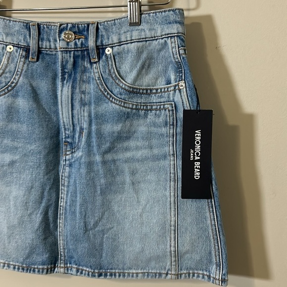 VERONICA BEARD  Raundi Double Seam Mini Jean Skirt Nova Blue Sz 6 NEW - Picture 3 of 9